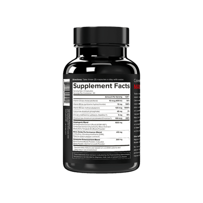CalerieHealth MAXMEN 男士活力膠囊黑色瓶身背面圖及營養成分表