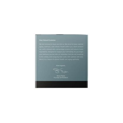 CalerieLifeAqua Nova 益生菌膳食補充劑外盒背面，印有創辦人 Steve Flipse 的致顧客公開信