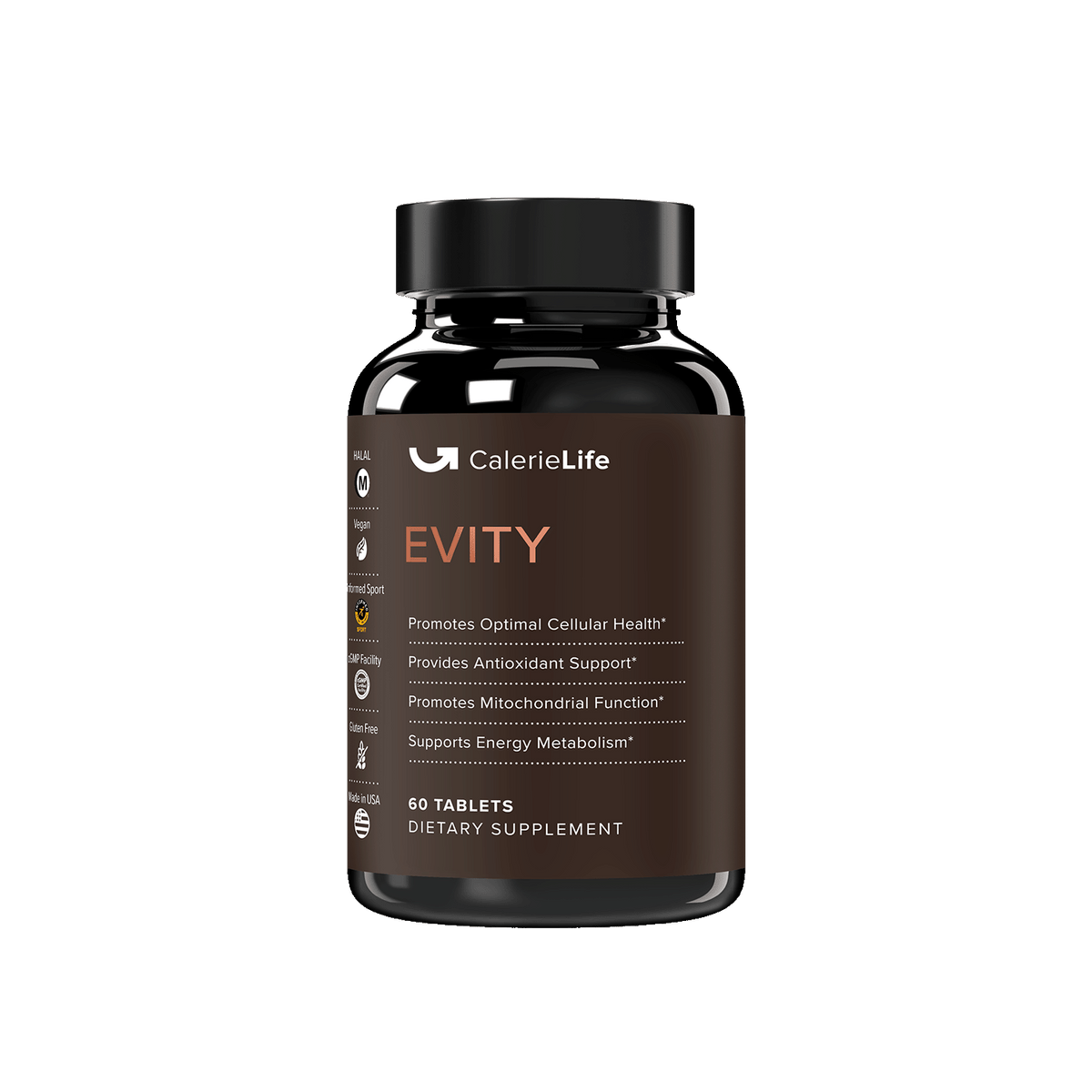 CalerieLife EVITY 黑色瓶裝細胞健康與抗氧化膳食補充劑 60粒