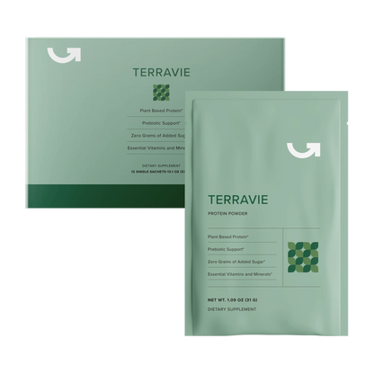 CalerieLife TERRAVIE 植物蛋白膳食纖維營養粉 綠色外盒與獨立便攜包