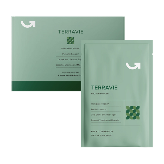 CalerieLife TERRAVIE 植物蛋白膳食纖維營養粉 綠色外盒與獨立便攜包