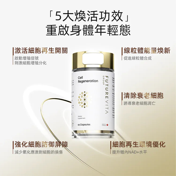 FUTUREVITA Cell Regeneration 細胞再生膠囊 - 5大煥活功效（線粒體煥新、清除衰老細胞、提升NAD+）