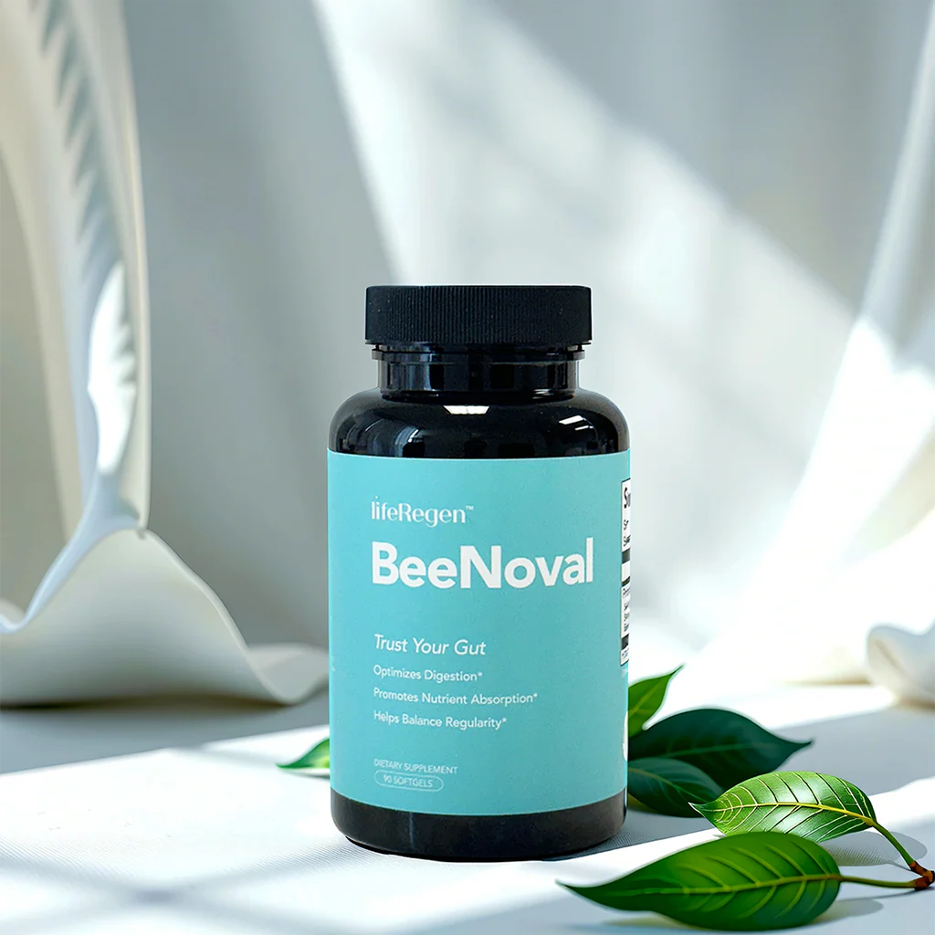 lifeRegen BeeNoval 腸道健康保健軟膠囊瓶裝（藍綠色標籤 90粒裝），主打幫助消化與營養吸收